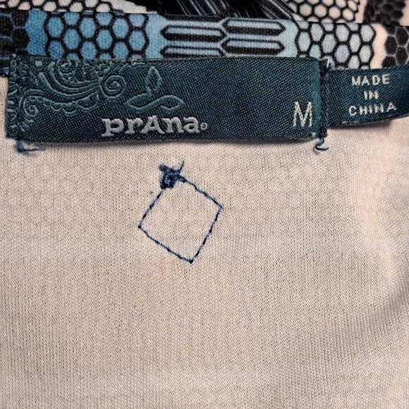 Prana Lindy Blue White Black Drawstring Geo Print Casual Shift Dress Size Medium - Picture 7 of 7